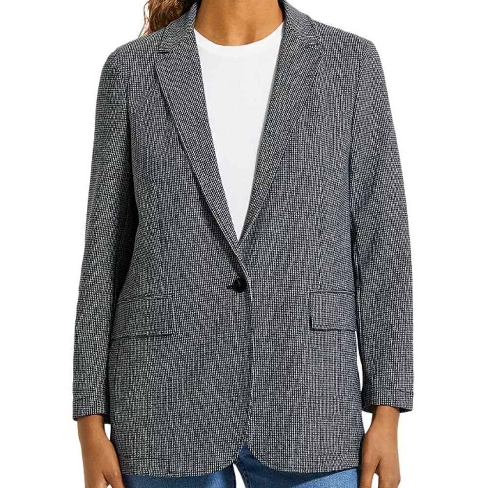 Theory Houndstooth Ponte Casual Stretch Blazer Jacket